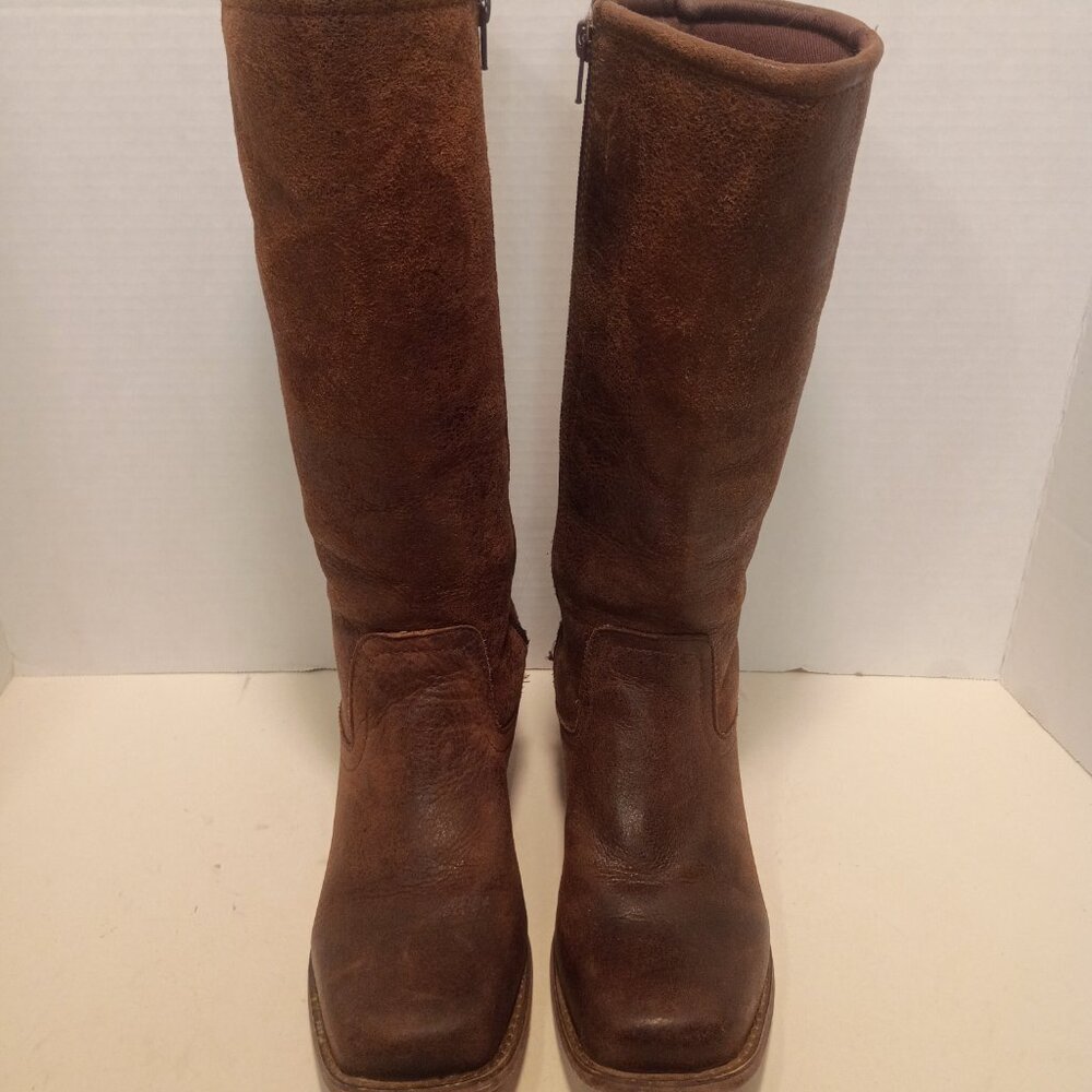 DURANGO "Charlotte" Women's Sz 9US/41EU Brown Aged Leather Inside Zip Tall Boots - Picture 3 of 12